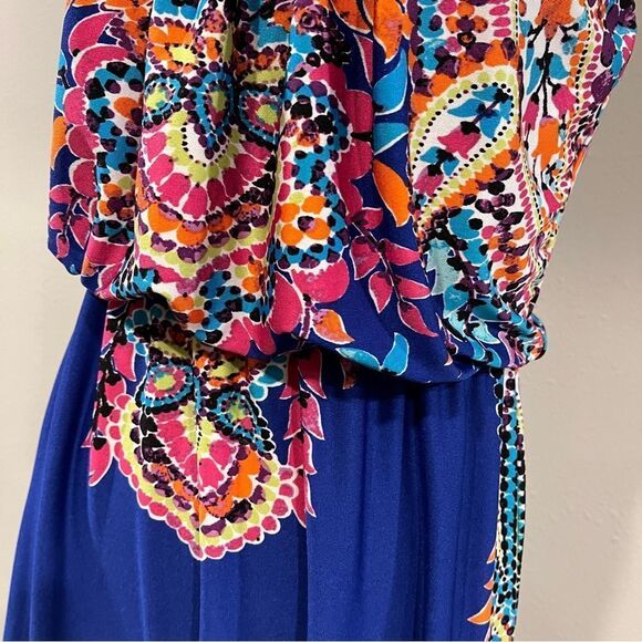 Maurice’s Vibrant Blue Paisley print Maxi Dress with straps - Picture 3 of 13